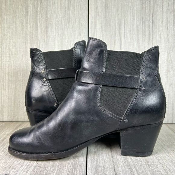 Rag & Bone Durham Black Leather Ankle Bootie Moto Heeled Boots Women’s Size 6 36 - Picture 2 of 10